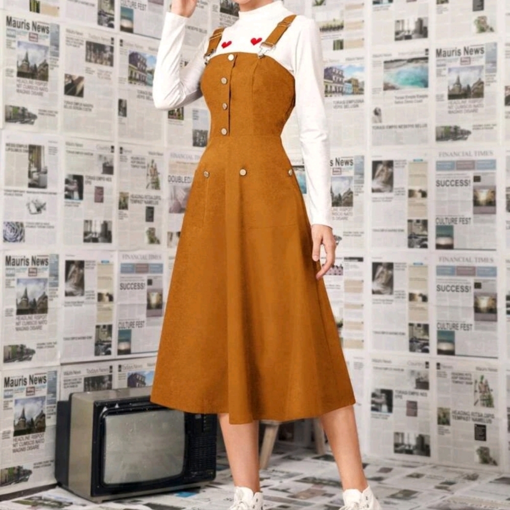 Orange overall dress